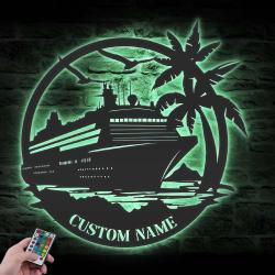 family cruise ship custom metal wall art led light family trip name sign 3