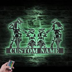 family motocross biker custom metal wall art led light dirt bike name sign 3