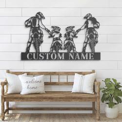 family motocross biker custom metal wall art led light dirt bike name sign 4