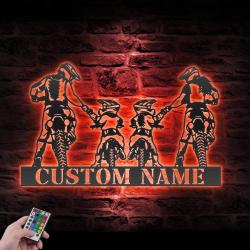 family motocross biker custom metal wall art led light dirt bike name sign 5