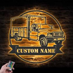 fast food truck custom metal wall art led light mobile food name sign 6