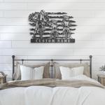 father son motocross biker custom metal wall art led light 1