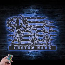 father son motocross biker custom metal wall art led light 3