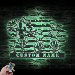 father son motocross biker custom metal wall art led light 4