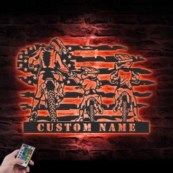 father son motocross biker custom metal wall art led light 5