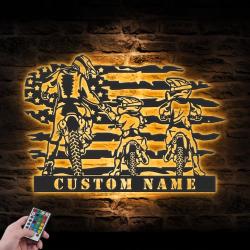 father son motocross biker custom metal wall art led light 6