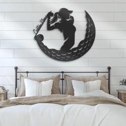 female golfing custom metal wall art led light girl golfer name sign 2