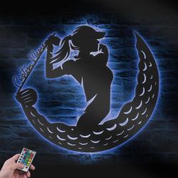 female golfing custom metal wall art led light girl golfer name sign 5