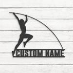 female pole vault custom metal wall art led light woman pole vaulting name sign 1