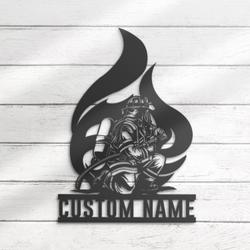 firefighter custom metal wall art led light fireman name sign 2
