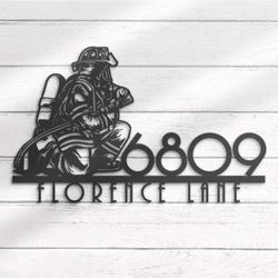 firefighter number custom metal address sign fireman home number 2