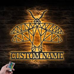 firefly geometric custom metal wall art led light firefly sign name 2