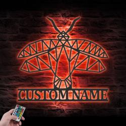 firefly geometric custom metal wall art led light firefly sign name 6