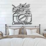 floral camera custom metal wall art led light photographer name sign 1