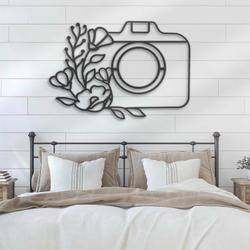 floral camera custom metal wall art led light photographer sign 3