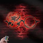 floral glasses reading book custom metal wall art led light 1