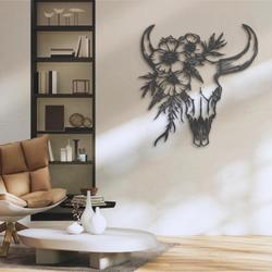 floral longhorn bull skull custom metal wall art led light cowgirl western life sign 2