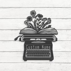 flower book writer custom metal wall art led light future author name sign 3