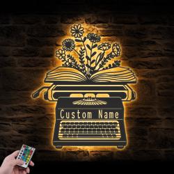 flower book writer custom metal wall art led light future author name sign 5