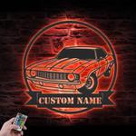 garage classic muscle car custom metal wall art led light name sign 1