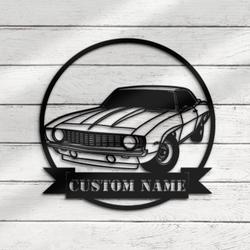 garage classic muscle car custom metal wall art led light name sign 3