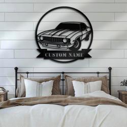 garage classic muscle car custom metal wall art led light name sign 4