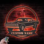 garage custom metal wall art led light classic car name sign 1