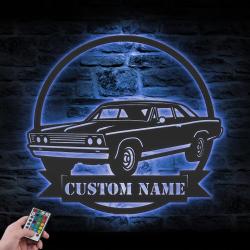 garage custom metal wall art led light classic car name sign 5