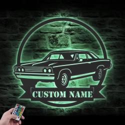 garage custom metal wall art led light classic car name sign 6