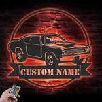 garage custom metal wall art led light muscle car name sign 1