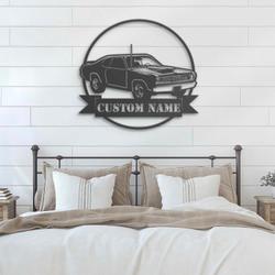 garage custom metal wall art led light muscle car name sign 3