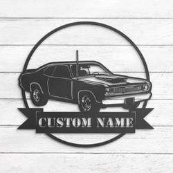 garage custom metal wall art led light muscle car name sign 4