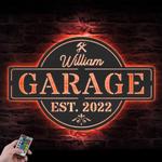 garage custom metal wall art led light workshop name sign 1