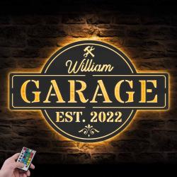 garage custom metal wall art led light workshop name sign 6