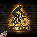 girl road bike racing custom metal wall art led light bicycle lover name sign 1