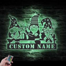 gnome smoking weed custom metal wall art led light christmas sign 3