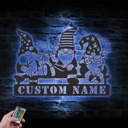 gnome smoking weed custom metal wall art led light christmas sign 4