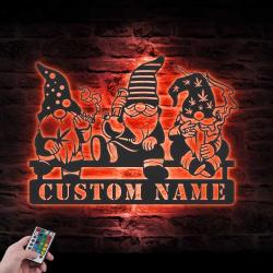 gnome smoking weed custom metal wall art led light christmas sign 5
