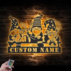 gnome smoking weed custom metal wall art led light christmas sign 6