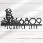 golden labrador retriever house number custom metal address sign 1