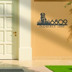 golden labrador retriever house number custom metal address sign 2