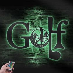 golfing custom metal wall art led light girl golfer sign 3