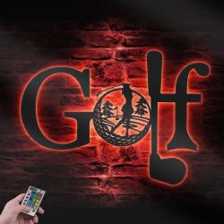 golfing custom metal wall art led light girl golfer sign 4