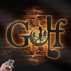 golfing custom metal wall art led light girl golfer sign 5