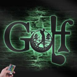 golfing custom metal wall art led light golfer sign home decor 2
