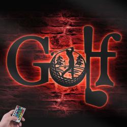golfing custom metal wall art led light golfer sign home decor 4