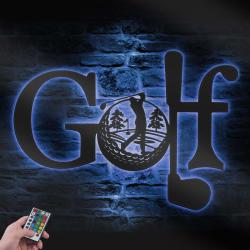 golfing custom metal wall art led light golfer sign home decor 5