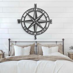 gps nautical compass rose custom metal wall art led light 6