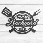 grill custom metal wall art led light backyard barbecue bbq name sign 1