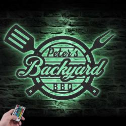 grill custom metal wall art led light backyard barbecue bbq name sign 5